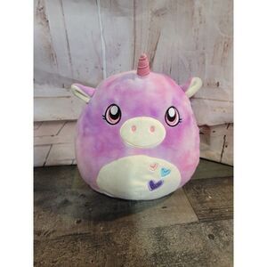 Purple tie die unicorn squishmallow hearts